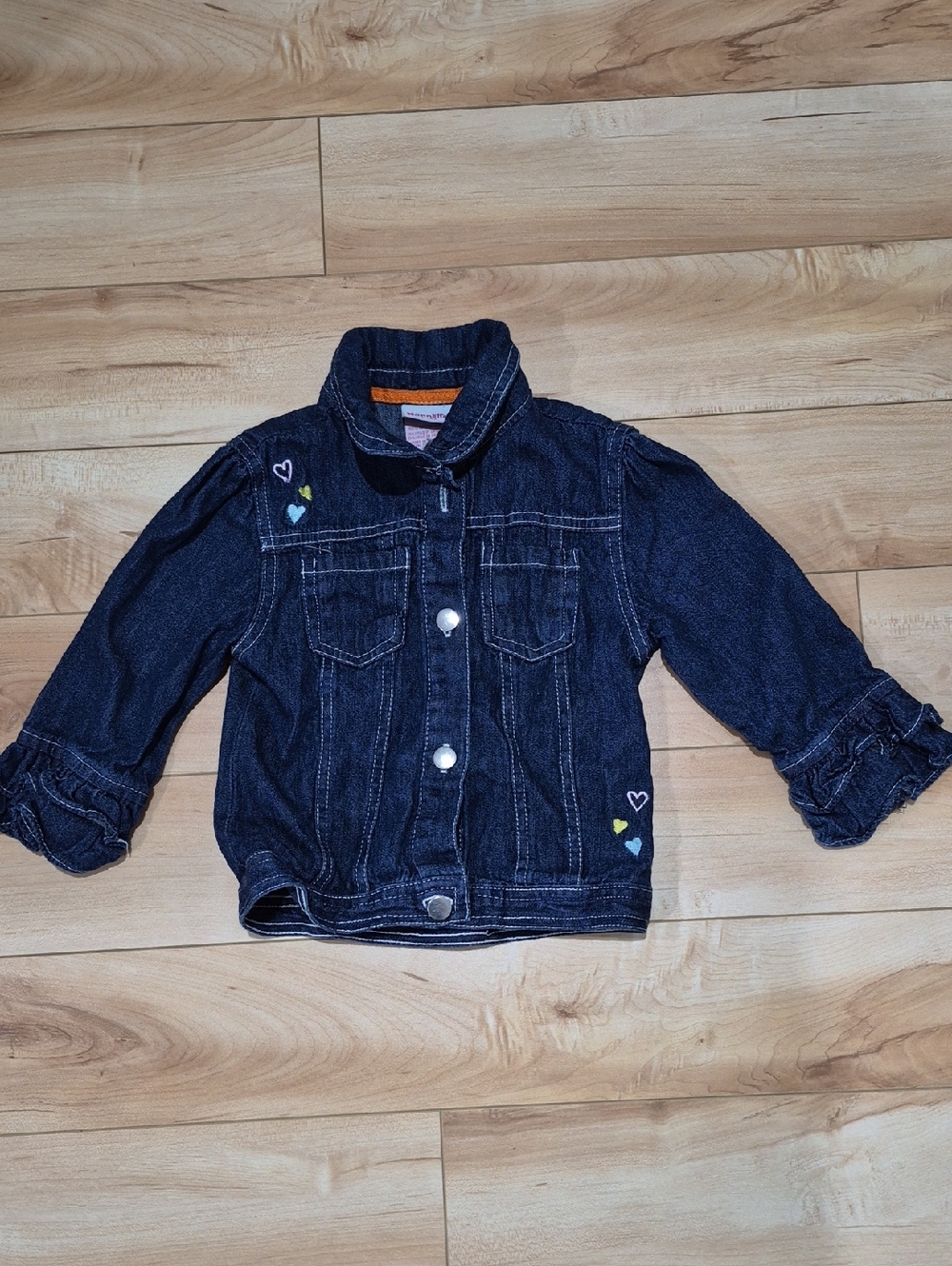 Girls Size 6 Nannette Dark Blue Denim Jacket with Heart Accents